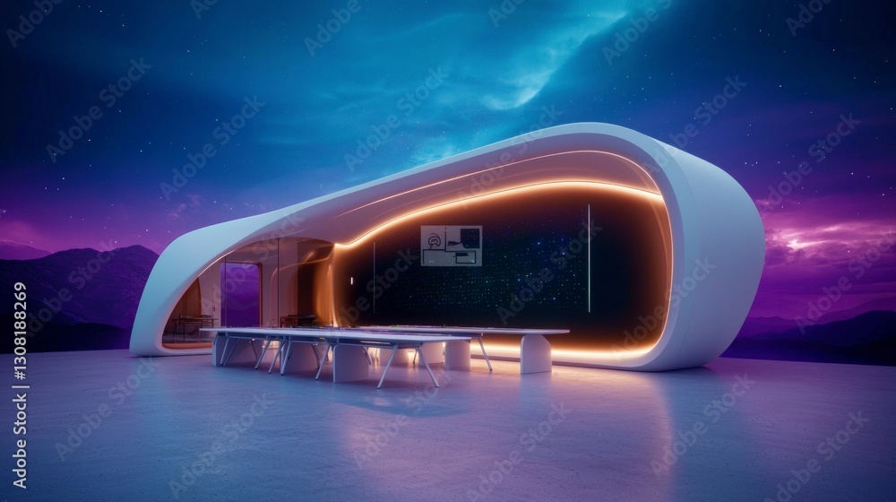 Futuristic Classroom AI Education Design Modern Architecture Night Sky Futuristic Classroom AI Education Design Modern Architecture Night Sky