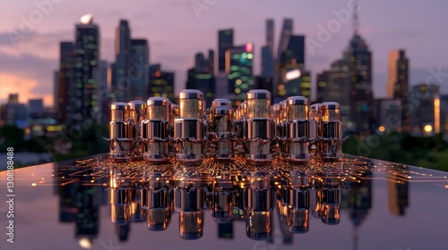 Futuristic Cityscape  AI Sound Analysis with Microphones