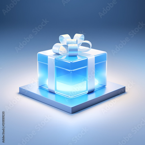 Wallpaper Mural Digital technology 3D blue and white transparent glass gift box icon Torontodigital.ca