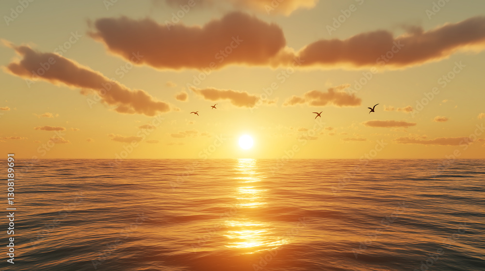 Obraz premium Sunrise Ocean Waves, Summer Background.