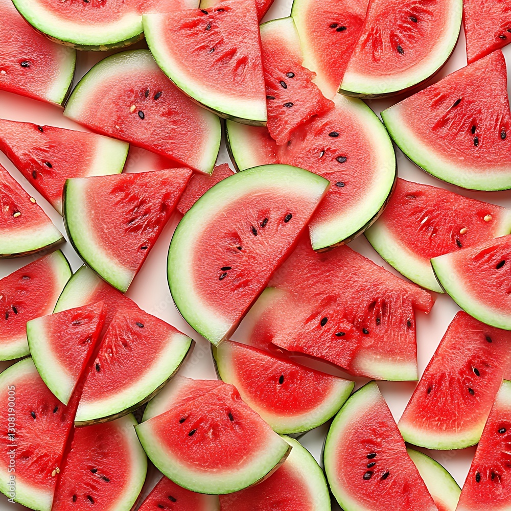 Sliced Watermelon Wedges on a White Surface Sliced Watermelon Wedges on a White Surface