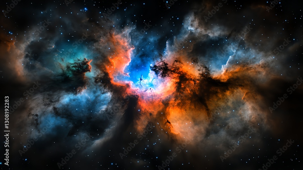 Cosmic nebula with deepspace colors and glowing dust clouds, celestial abstract background Cosmic nebula with deepspace colors and glowing dust clouds, celestial abstract background