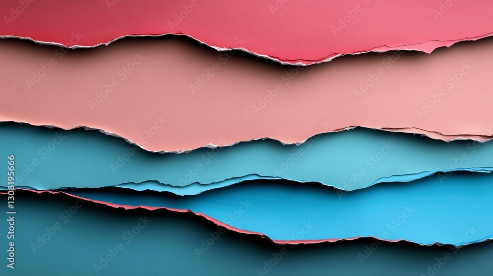 Fototapeta premium Torn paper edges revealing layered textures, artistic abstract texture