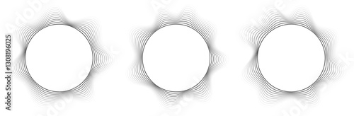 Obraz na płótnie Round sound wave frames, circular lines pattern, radial curvy shapes, geometric concentric design. Vector illustration. w salonie