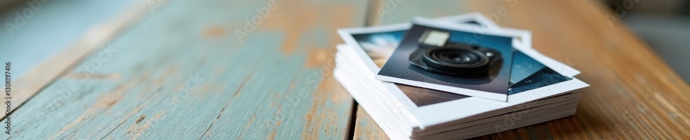 A stack of blank instant photos, ready for memories , blank, travel A stack of blank instant photos, ready for memories , blank, travel