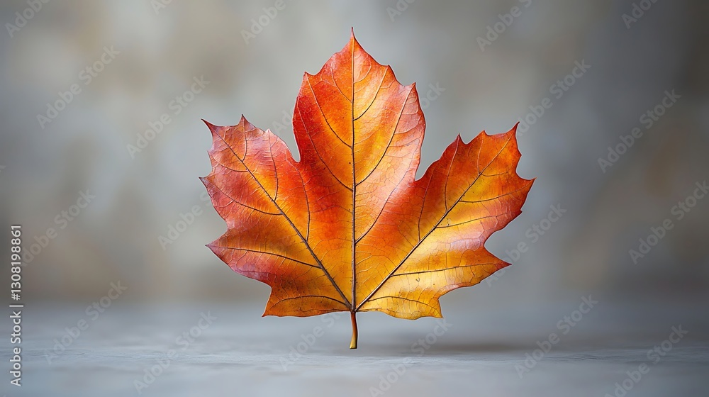 Obraz premium Autumn Maple Leaf on Neutral Background