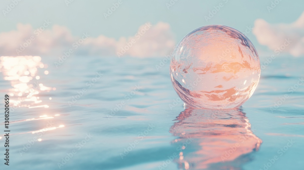 Softly glowing vibrant molecular bubble floating in standard environment for creative science visualization Softly glowing vibrant molecular bubble floating in standard environment for creative science visualization