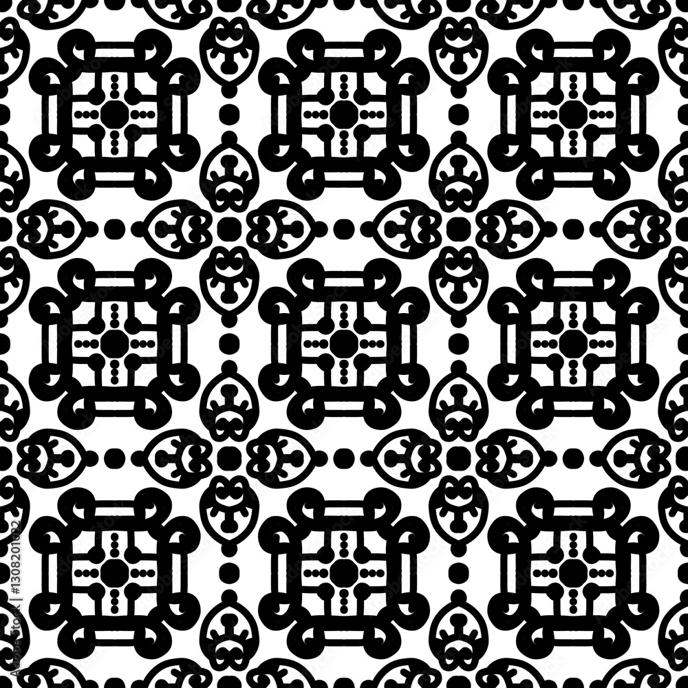 Obraz premium pattern batik flower damask ethnic boho ikat texture tribal geometric background