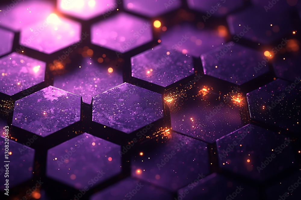 Glowing Purple Hexagon Grid Background Glowing Purple Hexagon Grid Background