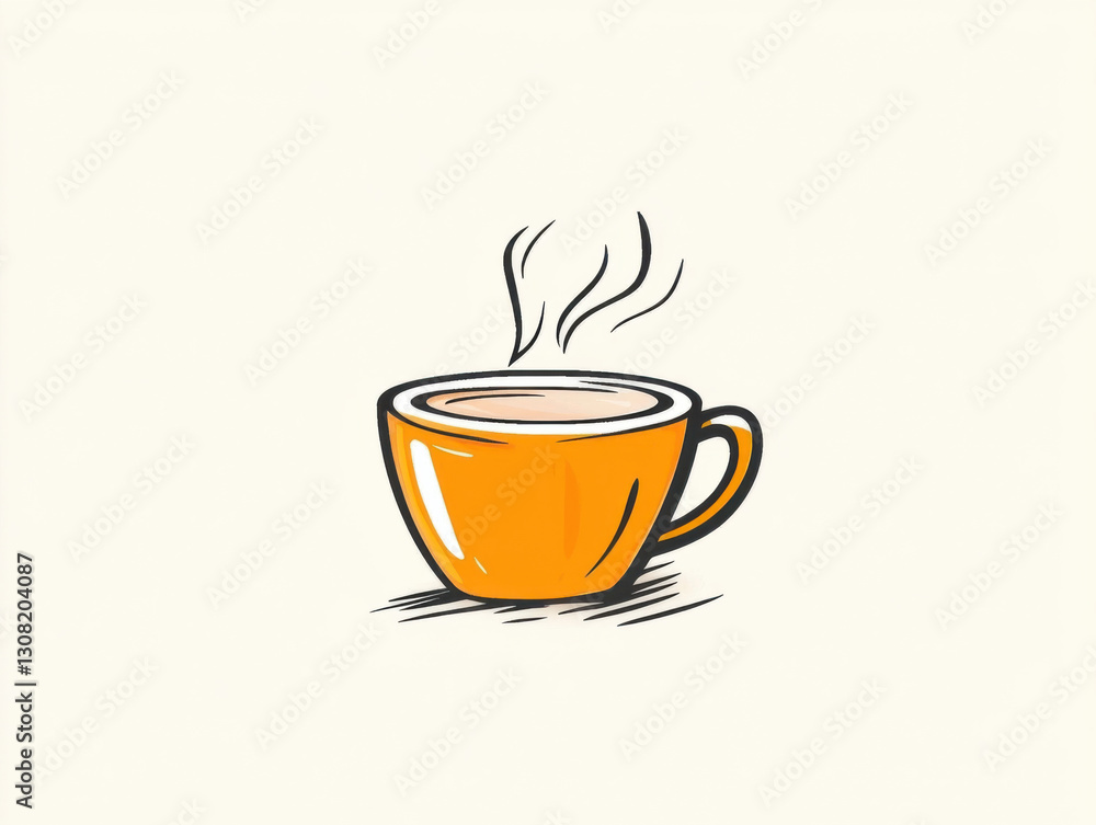 Obraz premium vibrant orange cup with steam rising, perfect for coffee lovers