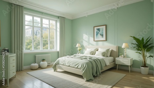 Serene Green Bedroom Interior Design: Peaceful Oasis of Calm