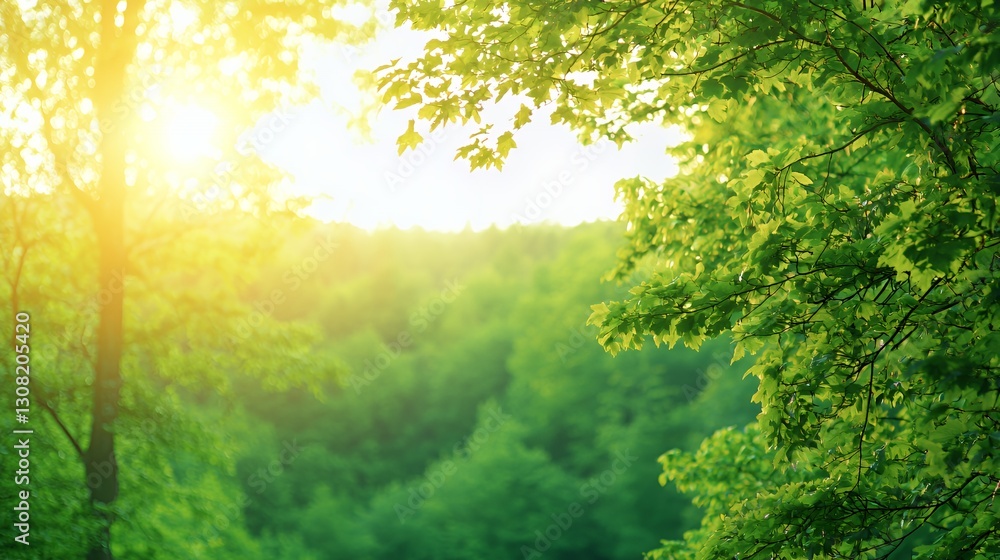 Bright Sunlight Through Lush Green Forest Canopy Bright Sunlight Through Lush Green Forest Canopy