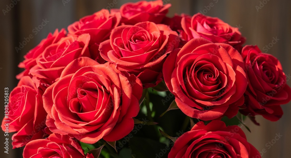Vibrant Red Roses Romantic Bouquet Soft Light. AI Generated Vibrant Red Roses Romantic Bouquet Soft Light. AI Generated