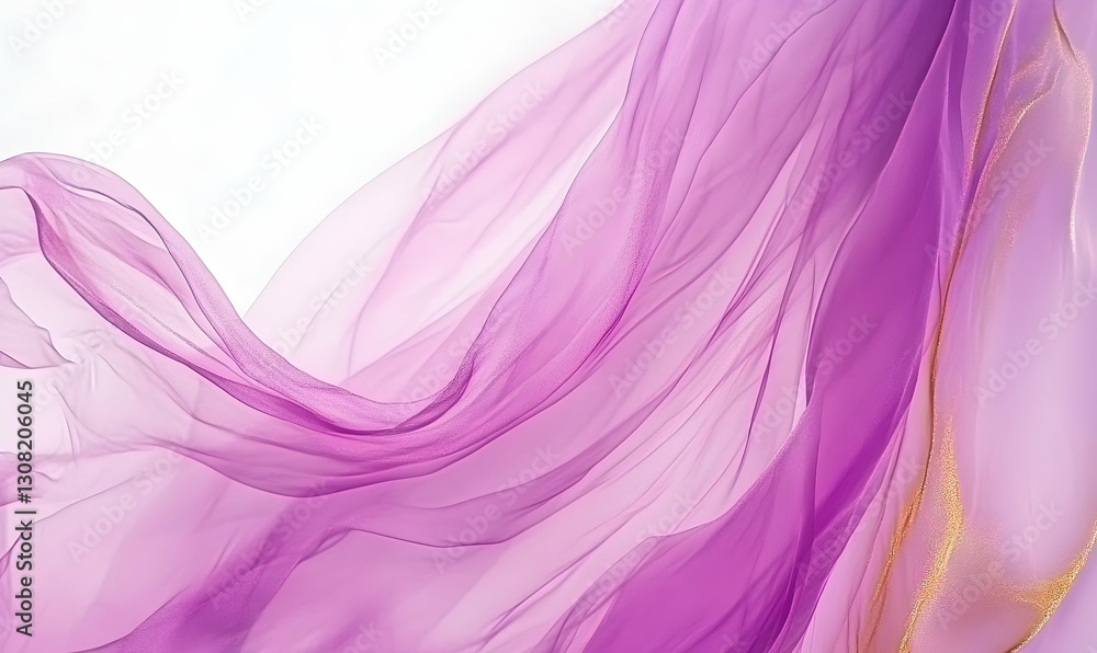 Obraz premium Abstract image of flowing purple fabric with gold accents, perfect for elegant designs and backgrounds.