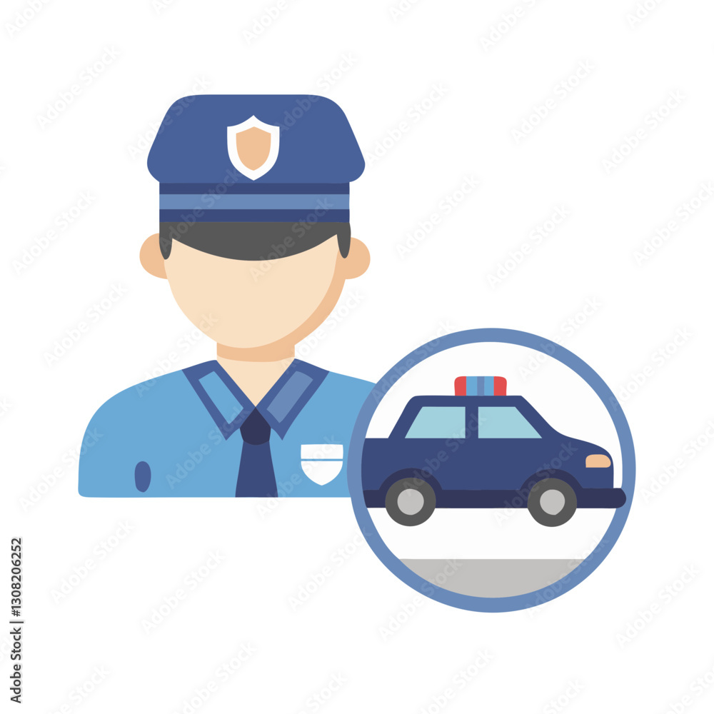 Police officer icon, law enforcement, security patrol illustration Police officer icon, law enforcement, security patrol illustration