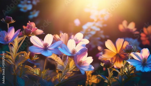 beautiful floral cloesup art light and shadow of nature on flowers