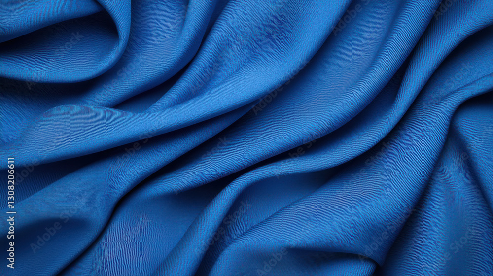 Obraz premium Smooth deep sapphire fabric with elegant drapes and folds