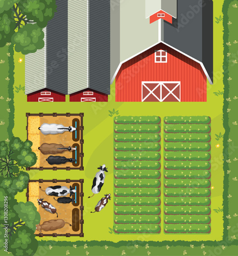 Aerial View of a Farm Landscape