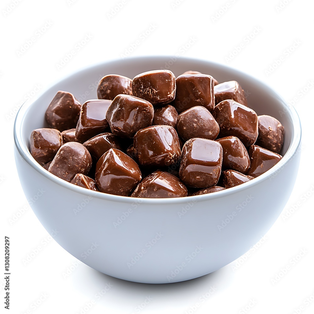 Delicious Chocolate Cubes in Bowl Delicious Chocolate Cubes in Bowl