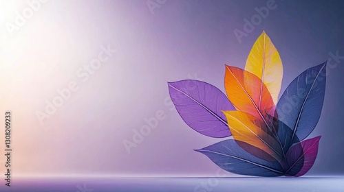 Colorful Leaves  Pastel Background  AI Generated Art  Nature Banner  Digital Design photo