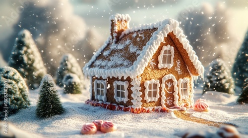 Gingerbread House Winter Wonderland Scene