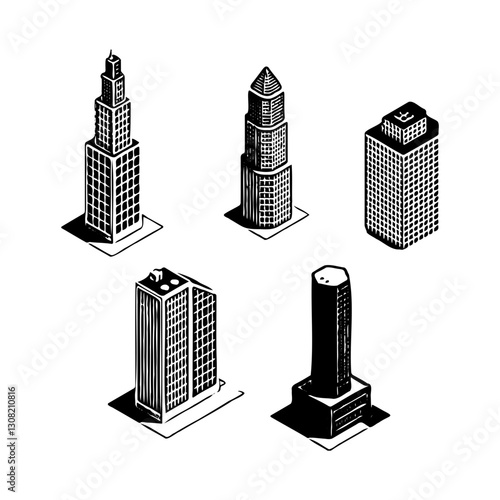 vector of magnificent buildings and skyscrapers