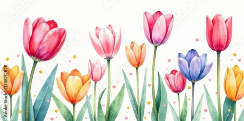 Wallpaper Mural Delicate watercolor tulips & crocuses, seamless spring floral pattern , illustration, floral pattern, watercolor painting Torontodigital.ca
