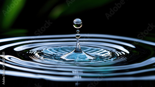 Close-up of a water drop highlighting sustainable water management practices for conservation and efficiency