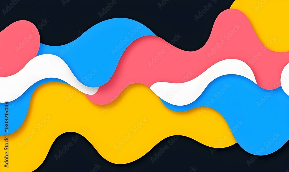 Colorful Abstract Waves on Dark Background in Creative Design Colorful Abstract Waves on Dark Background in Creative Design