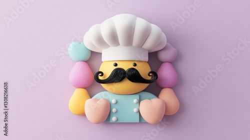 Charming chef with a mustache and moustache displaying culinary passion and engaging personality in a kitchen setting photo