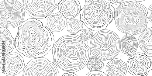Log cut, seamless pattern, vector banner, tree rings pattern, shades of gray