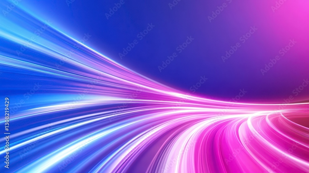 Naklejka premium Abstract Blue And Pink Light Trails Curve On Dark Background