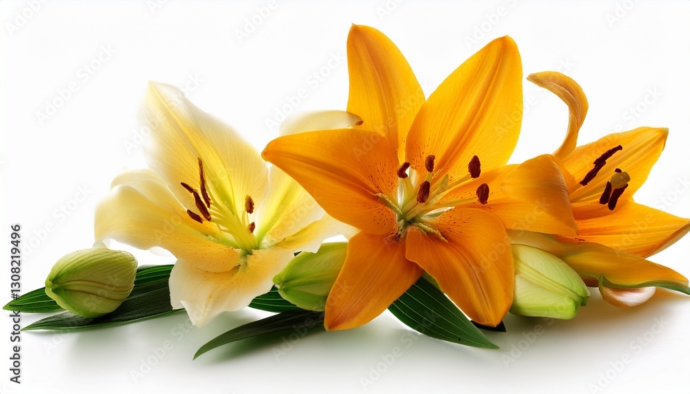 Fototapeta premium easter lily flowers on white background