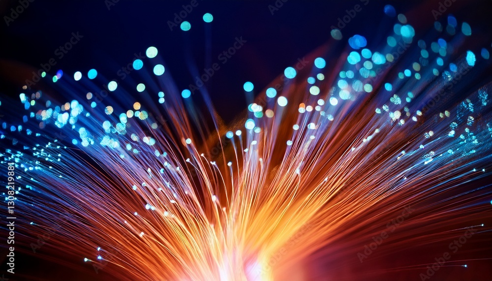 Naklejka premium defocused image of fiber optics lights abstract banner