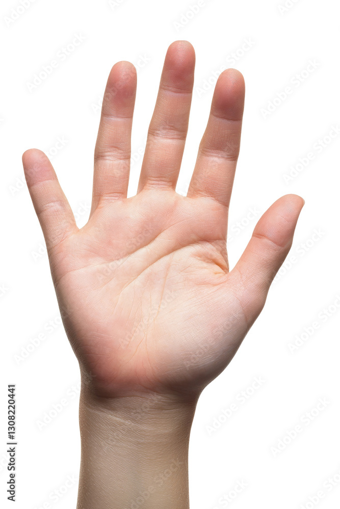 Hand with open palm, showing an empty gesture, isolated on transparent background, PNG file Hand with open palm, showing an empty gesture, isolated on transparent background, PNG file