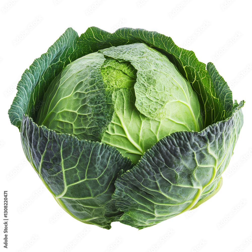 Fototapeta premium Fresh green cabbage isolated png on transparent image nature food