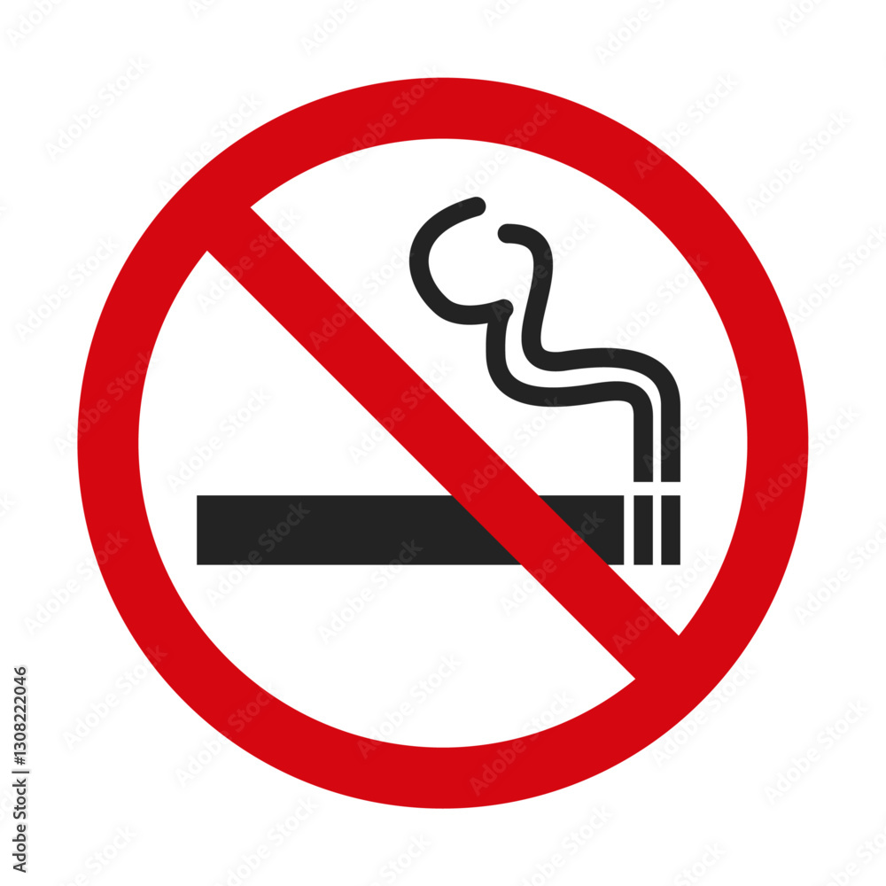 No smoking sign on white background. Forbidden sign. Cigarette in prohibition circle. No smoking sign on white background. Forbidden sign. Cigarette in prohibition circle.