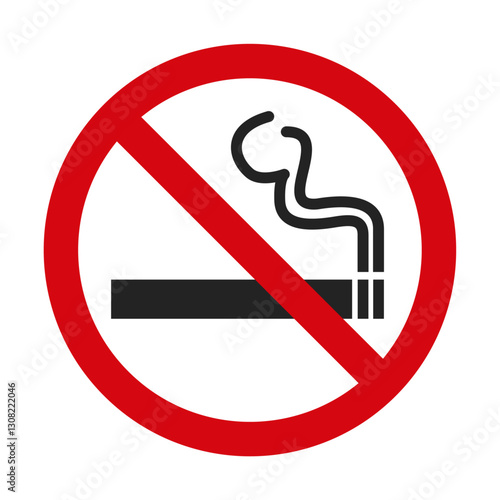 No smoking sign on white background. Forbidden sign. Cigarette in prohibition circle.