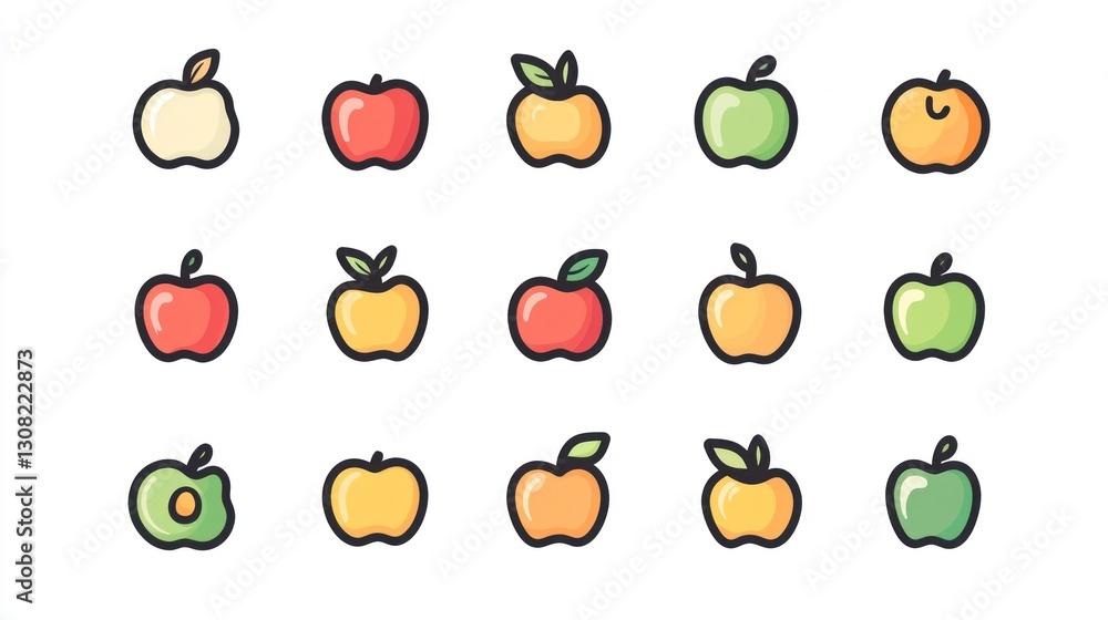 Various colorful apple icons, digital graphic Various colorful apple icons, digital graphic