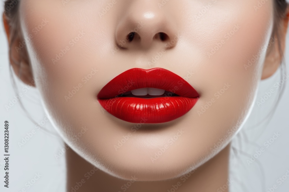 there is a woman with a red lipstick on her lips there is a woman with a red lipstick on her lips