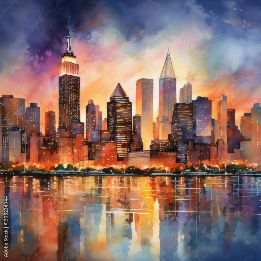 Obraz premium watercolor-travel-landmarks-world-famous-places-tourist-attraction-art