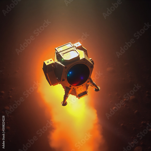 Emergency lunar takeoff, iridescent colors, intense dramatic lighting