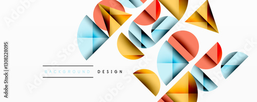 Abstract geometric pattern with intersecting circles and triangles in gradients. The high-contrast composition creates depth and a dynamic, modern aesthetic