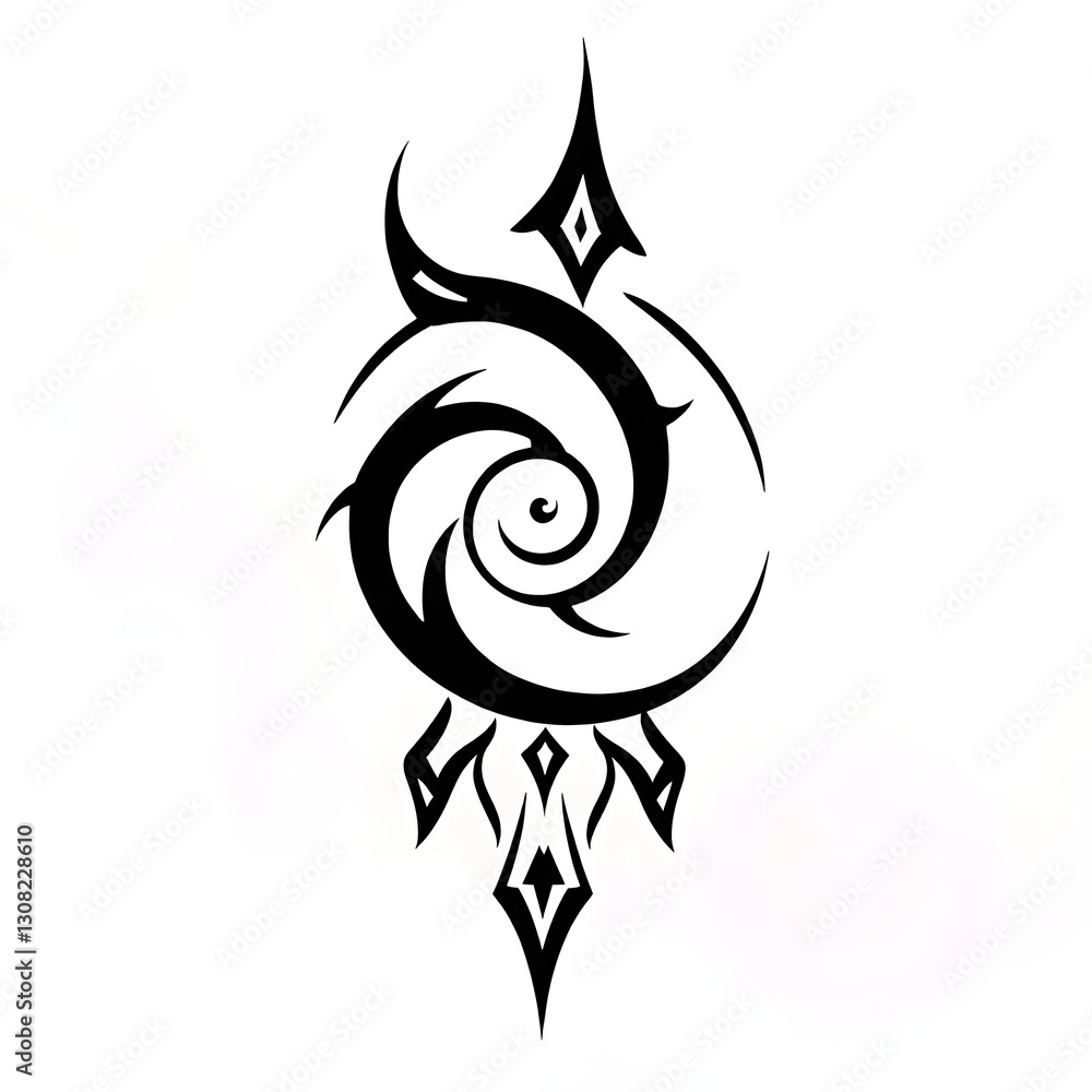 Abstract Spiral Tribal Tattoo - Sharp Edged black ink Abstract Spiral Tribal Tattoo - Sharp Edged black ink