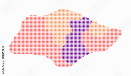 Singapore dotted map. Digital style map of the country on white background. Singapore shape with square dots. Colored dots style. Small size squares. Classy vector illustration.