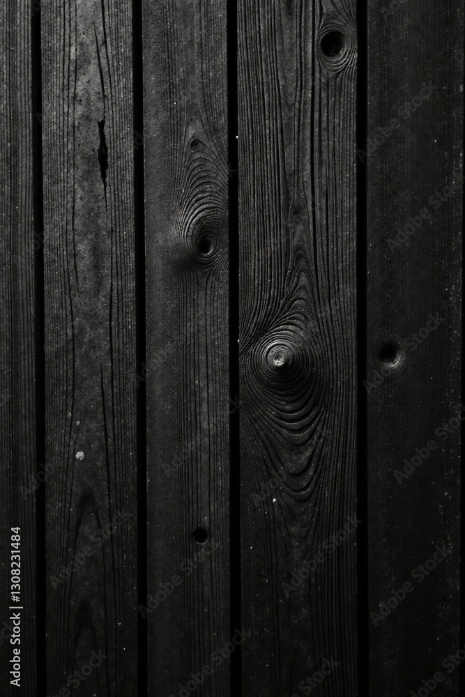 Naklejka premium Bold black & white wood texture, stark contrast , pattern, modern
