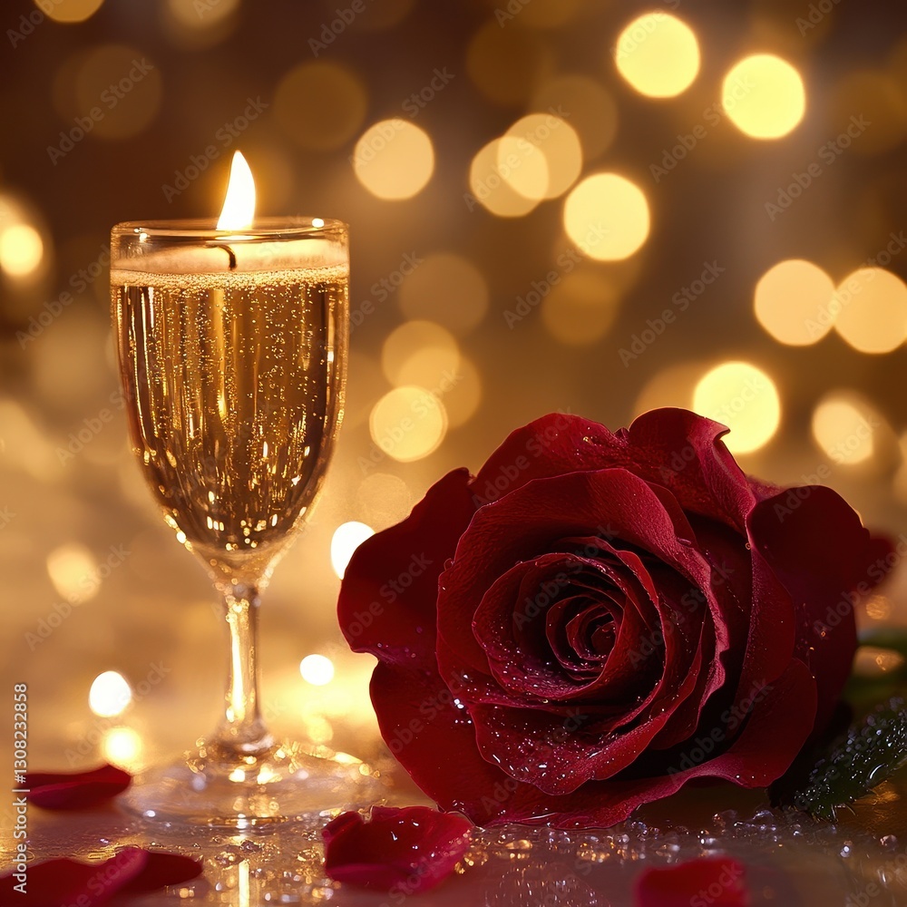 A vibrant red rose in full bloom rests beside an elegant glass of deep red wine on a rustic wooden table, creating a romantic and inviting atmosphere perfect for a cozy evening. A vibrant red rose in full bloom rests beside an elegant glass of deep red wine on a rustic wooden table, creating a romantic and inviting atmosphere perfect for a cozy evening.