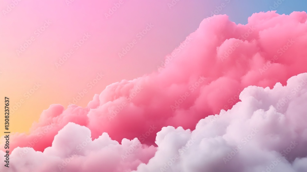 Soft pink and gold clouds illuminated by the setting sun, dreamy atmospheric texture Soft pink and gold clouds illuminated by the setting sun, dreamy atmospheric texture