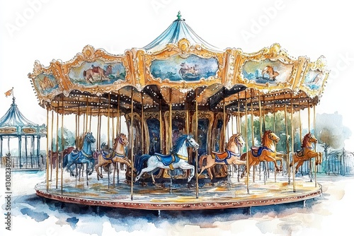Wallpaper Mural Watercolor Vintage Carousel Torontodigital.ca