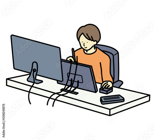 漫画制作をイメージしたイラスト